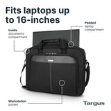 Targus 15 - 16 Inch Classic Slim Laptop Bag, Black - Ergonomic Briefcase and Messenger Bag - Spacious Foam Padded Laptop Bag for 16" Laptops and Under (TCT027US)