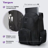 Targus 16 Inch Groove Laptop Backpack, Black - Fits Most Laptops up to 16", Water Resistant Travel Backpack for Business Commuters and Travel (CVR600)