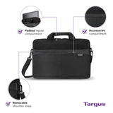 Targus Laptop Slim Briefcase for Laptops up to 15.6 - inches Over - the - shoulder Case for Dell HP Lenovo Apple and Microsoft Laptops Black (TSS898)