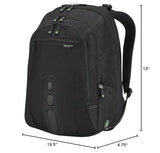 Targus Spruce EcoSmart Travel Laptop Backpack for 17 inch Laptops, TSA - Friendly Carry On Backpack Laptop Bag for Work and Travel, Black (TBB019US)