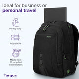 Targus Spruce EcoSmart Travel Laptop Backpack for 17 inch Laptops, TSA - Friendly Carry On Backpack Laptop Bag for Work and Travel, Black (TBB019US)