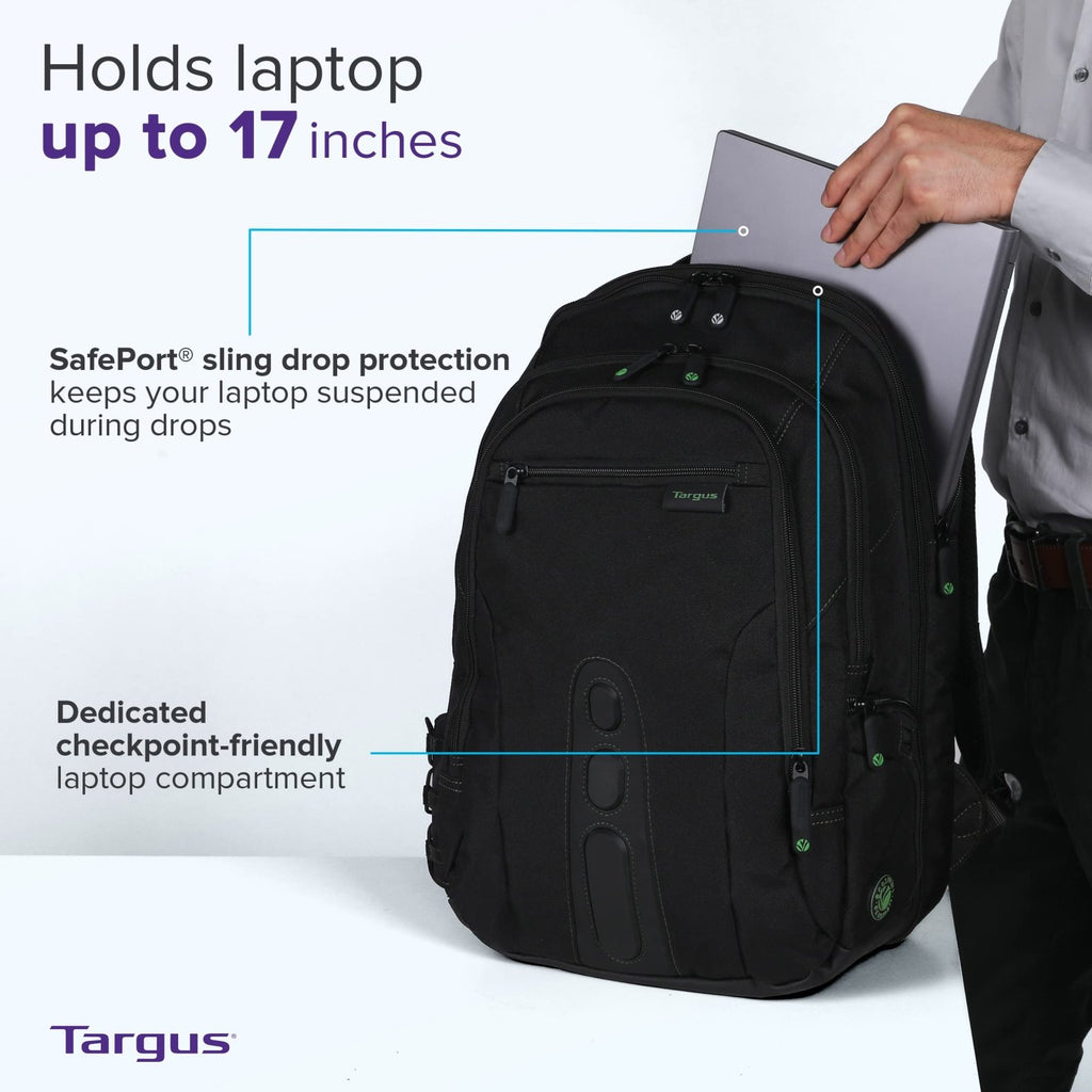 Targus Spruce EcoSmart Travel Laptop Backpack for 17 inch Laptops,… –