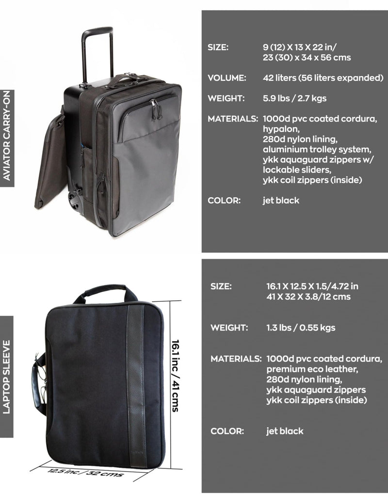 Taskin Aviator | Upright 2 Wheel Expandable Carry on Luggage | Carry On 22 - Inch | Detachable Device Sleeve | Airline Approved Dimensions