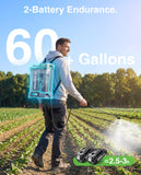 Taskstar Battery Powered Backpack Sprayer 4 Gallon,Two 2000mAh Batteries Electric Sprayer with 0 - 100 PSI Adjustable, 32" Wand, 6 Nozzles for Lawn Garden Weed Pest Control & Fertilizing