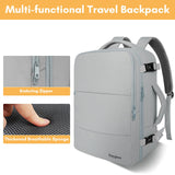 Taygeer Carry On Backpack for Men Women, Travel Backpack with Water Bottle Pocket & Shoe Pouch, Laptop Mochila 17.3inch Flight Approved, College Teacher Tote Bag for Business Travel, Grey
