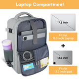 Taygeer Carry On Backpack for Men Women, Travel Backpack with Water Bottle Pocket & Shoe Pouch, Laptop Mochila 17.3inch Flight Approved, College Teacher Tote Bag for Business Travel, Grey