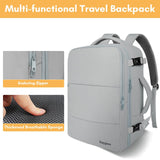 Taygeer Carry On Backpack, Womens Travel Backpack with Water Bottle Pocket & Shoe Pouch, Laptop Mochila 15.6inch Flight Approved, College Teacher Tote Bag for Business Travel Supplies, Grey