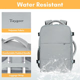 Taygeer Carry On Backpack, Womens Travel Backpack with Water Bottle Pocket & Shoe Pouch, Laptop Mochila 15.6inch Flight Approved, College Teacher Tote Bag for Business Travel Supplies, Grey