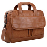 Taygeer Leather Laptop Bag for Men Women, Premium Laptop Briefcase Fits Up to 15.6 Inch Notebook, Waterproof Portable Shoulder Messenger Crossbody Bag Carry On Case for Travel Business Office, Brown