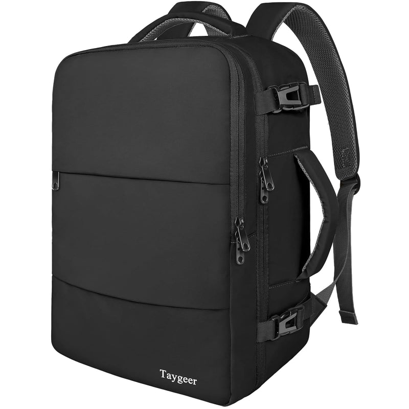 Taygeer Travel Backpack for Men Women, Carry On Backpack with Shoe Pouch, TSA 17.3inch Laptop Mochila Flight Approved, Nurse Bag Casual Daypack for Weekender Business Hiking,Black