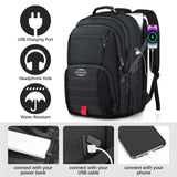 tazbuzo 50L Travel Backpack, Extra Large Backpack, Laptop Backpack for Men, big Backpack, Water Resistant TSA Approved Business Work College School Computer Bag with USB Port, Fits 17 Inch Laptops