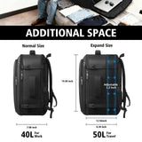 tazbuzo Travel Backpack For Men, Extra Large 50L Flight Approved Carry on Backpack, Expandable Waterproof Business Suitcase Daypack Big Bag Fits 18.4 Inch Laptop, Black