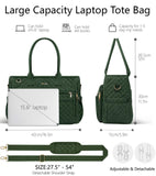 Teacher Tote Bags for Women, 15.6 inch Laptop Work Tote Nurse Bible Bag With Large Cup Holder & Insulated Pocket Quilted Shoulder Handbag Laptop Briefcase for Work, Daily, School, Travel, Gifts