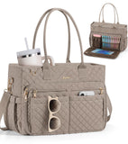 Teacher Tote Bags for Women, 15.6 inch Laptop Work Tote Nurse Bible Bag With Large Cup Holder & Insulated Pocket Quilted Shoulder Handbag Laptop Briefcase for Work, Daily, School, Travel, Gifts