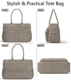Teacher Tote Bags for Women, 15.6 inch Laptop Work Tote Nurse Bible Bag With Large Cup Holder & Insulated Pocket Quilted Shoulder Handbag Laptop Briefcase for Work, Daily, School, Travel, Gifts
