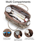 Teacher Tote Bags for Women, 15.6 inch Laptop Work Tote Nurse Bible Bag With Large Cup Holder & Insulated Pocket Quilted Shoulder Handbag Laptop Briefcase for Work, Daily, School, Travel, Gifts