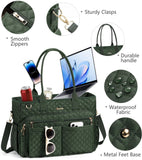 Teacher Tote Bags for Women, 15.6 inch Laptop Work Tote Nurse Bible Bag With Large Cup Holder & Insulated Pocket Quilted Shoulder Handbag Laptop Briefcase for Work, Daily, School, Travel, Gifts