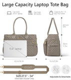 Teacher Tote Bags for Women, 15.6 inch Laptop Work Tote Nurse Bible Bag With Large Cup Holder & Insulated Pocket Quilted Shoulder Handbag Laptop Briefcase for Work, Daily, School, Travel, Gifts