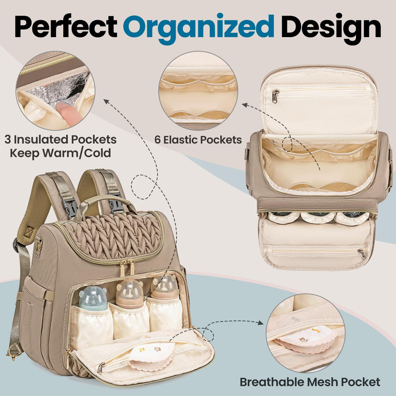 Tealari 4 in 1 Convertible Diaper Bag Backpack,Waterproof Baby Diaper Bag with Changing Pad,Converts into Baby Tote Bag,Diaper Backpack,Stroller Bag and Crossbody Diaper Bag