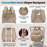 Tealari 4 in 1 Convertible Diaper Bag Backpack,Waterproof Baby Diaper Bag with Changing Pad,Converts into Baby Tote Bag,Diaper Backpack,Stroller Bag and Crossbody Diaper Bag