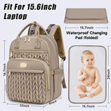 Tealari Diaper Bag Backpack,Stylish Baby Diaper Bag,Waterproof Travel Diaper Backpacks Baby Bags with Changing Pad,Stroller Straps,Insulated Pockets (Khaki)