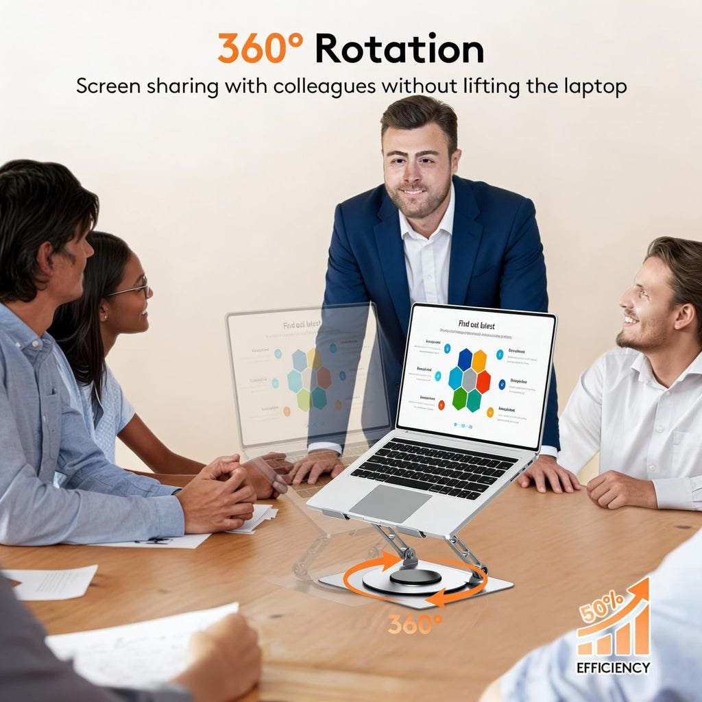 Cybernet Computer Stand TECKNET Laptop Stand for Desk, 360 Rotating Base, Ergonomic Foldable ...