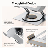 TECKNET Laptop Stand for Desk, 360 Rotating Base, Ergonomic Foldable Computer Stand for Laptop Riser Height Adjustable, Compatible with MacBook Pro, All Laptops 10 - 17" - Silver
