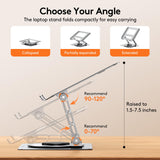 TECKNET Laptop Stand for Desk, 360 Rotating Base, Ergonomic Foldable Computer Stand for Laptop Riser Height Adjustable, Compatible with MacBook Pro, All Laptops 10 - 17" - Silver