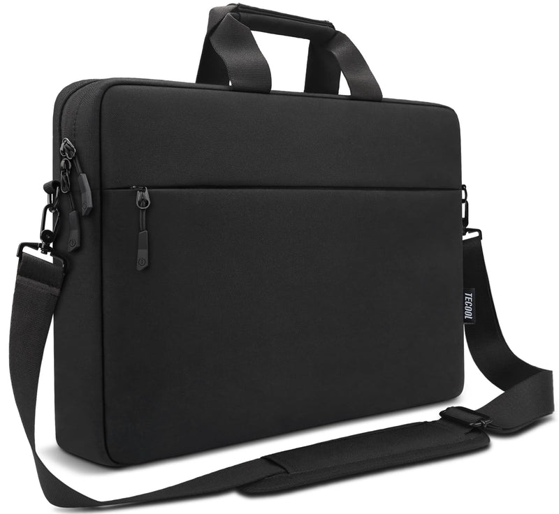 TECOOL Laptop Bag 15 15.6 16 Inch, Waterproof Laptop Case Sleeve Messenger Bag Briefcase with Shoulder Strap for 15 15.6 16 Inch Lenovo HP Dell Acer ASUS Notebook, MacBook Pro 16, Black