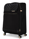 Ted Baker Albany Eco Softside Lightweight Fashion Spinner Luggage Suitcase (Checked - Large, Black)