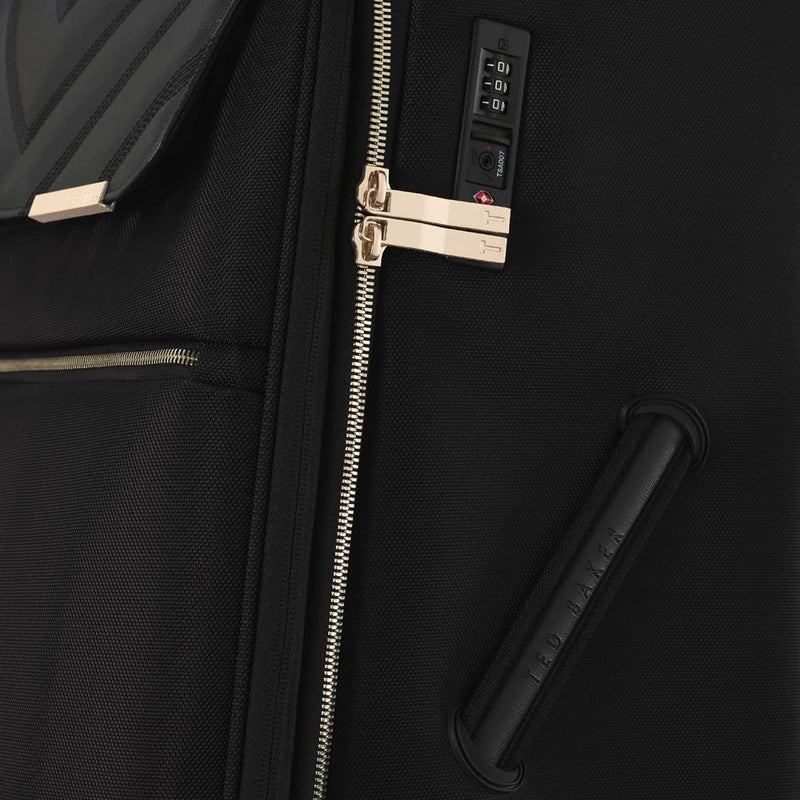 Ted Baker Albany Eco Softside Lightweight Fashion Spinner Luggage Suitcase (Checked - Large, Black)