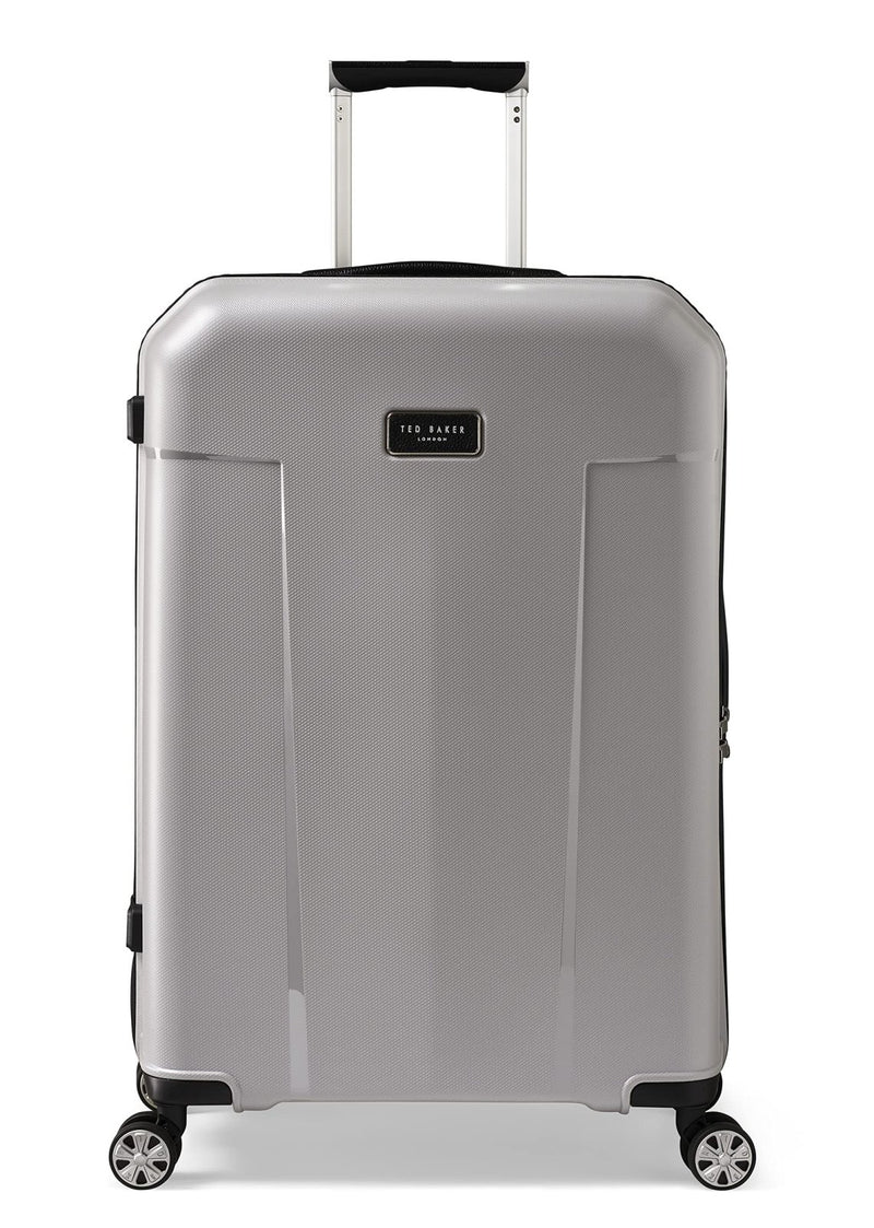 Ted Baker Flying Colours Hardside Trolley 4 Wheel Spinner, TSA Lock, Lightweight Suitcase, Men and Women (Frost Grey, 25 - Inch Checked - Medium)