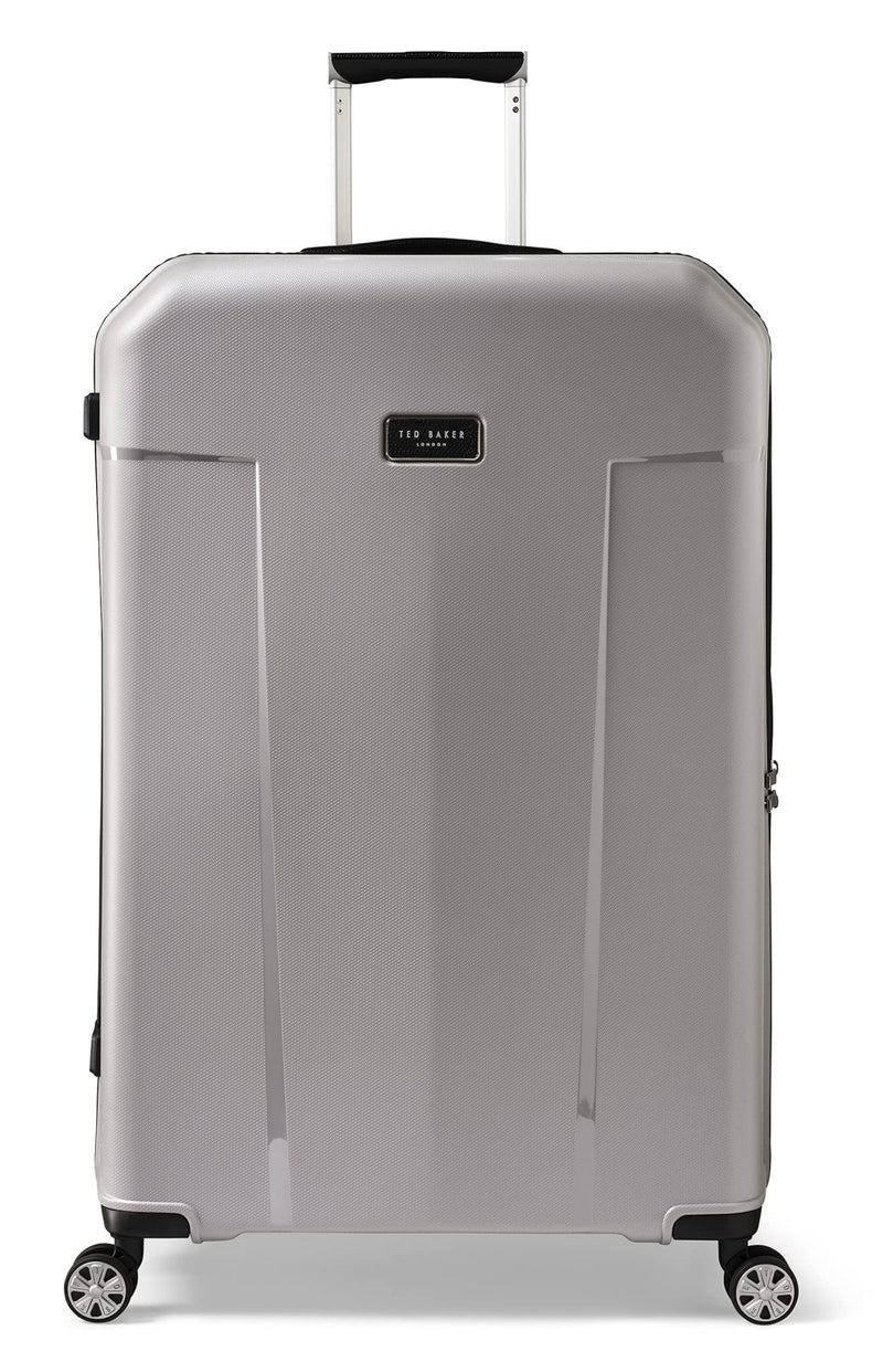 Ted Baker Flying Colours Hardside Trolley 4 Wheel Spinner, TSA Lock, Lightweight Suitcase, Men and Women (Frost Grey, 28 - Inch Checked - Large)