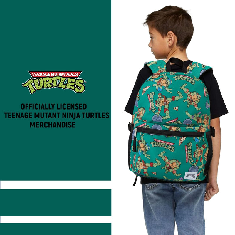 Teenage Mutant Ninja Turtles Backpack - Leonardo, Donatello, Michelangelo and Raphael - Officially Licensed TMNT School Bookbag - Toddler, Kids, Adults Backpack - Holds Laptop and Lunchbox (Green)