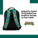 Teenage Mutant Ninja Turtles Backpack - Leonardo, Donatello, Michelangelo and Raphael - Officially Licensed TMNT School Bookbag - Toddler, Kids, Adults Backpack - Holds Laptop and Lunchbox (Green)