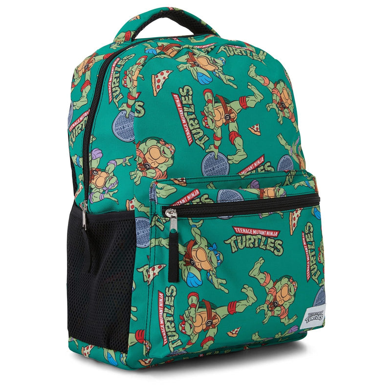 Teenage Mutant Ninja Turtles Backpack - Leonardo, Donatello, Michelangelo and Raphael - Officially Licensed TMNT School Bookbag - Toddler, Kids, Adults Backpack - Holds Laptop and Lunchbox (Green)
