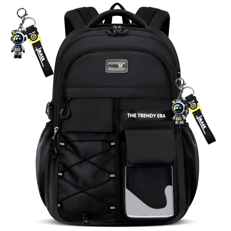 teenage student backpack,encrypted material， multiple compartments and large capacity backpack with anti - theft pockets，Water repellent backpacks suitable for middle and high school Men & Women, Black
