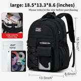 teenage student backpack,encrypted material， multiple compartments and large capacity backpack with anti - theft pockets，Water repellent backpacks suitable for middle and high school Men & Women, Black