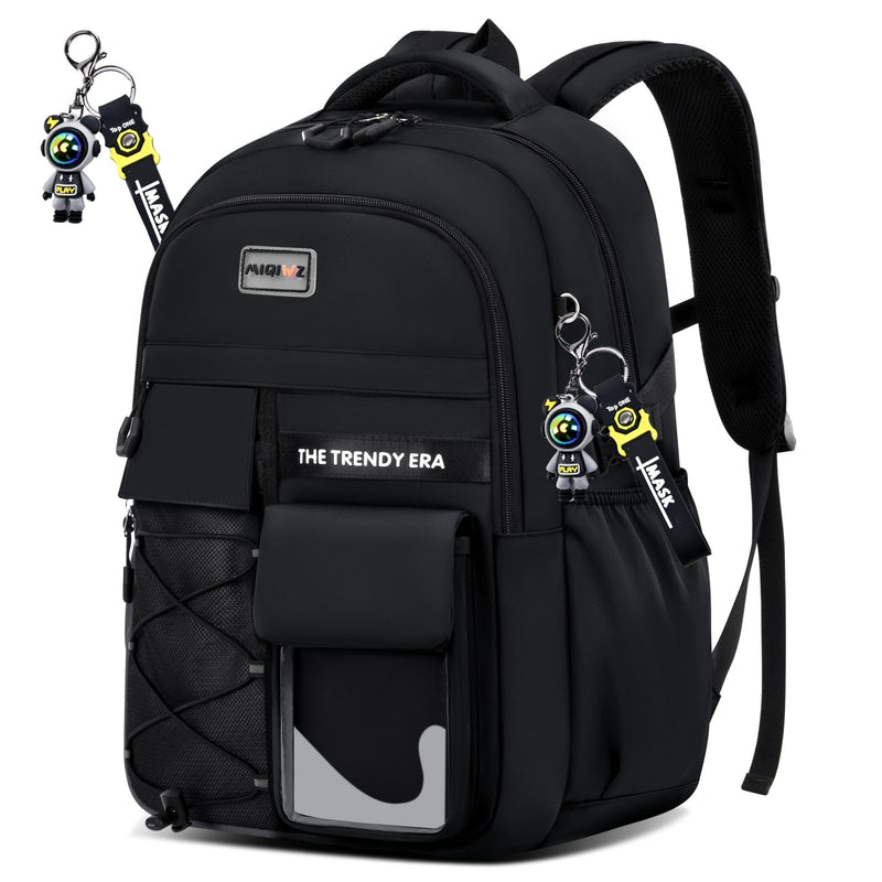 teenage student backpack,encrypted material， multiple compartments and large capacity backpack with anti - theft pockets，Water repellent backpacks suitable for middle and high school Men & Women, Black
