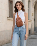 Telena Crossbody Bags for Women Leather Sling Bag for Woman Travel Brown