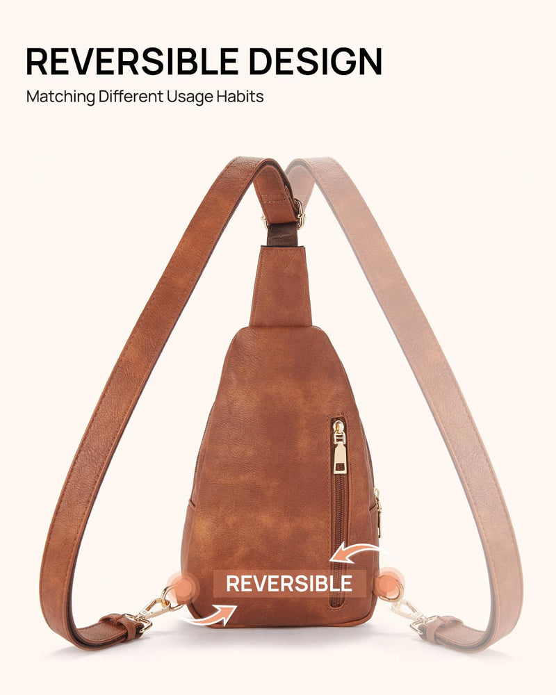 Telena Crossbody Bags for Women Leather Sling Bag for Woman Travel Brown