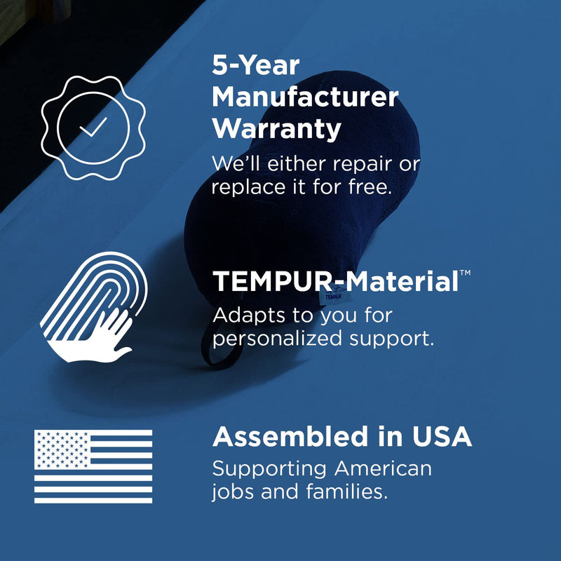 Tempur - Pedic All - Purpose Memory Foam Travel Pillow, Peanut - Shaped Lumbar Pillow for Neck and Back Pressure Relief, Navy