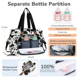 Tenot Diaper Bag Tote with Pacifier Case, Baby Bag for Women with Shoulder Straps, Travel Diaper Tote for for Mom and Dad Medium Size, Cow Print