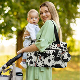 Tenot Diaper Bag Tote with Pacifier Case, Baby Bag for Women with Shoulder Straps, Travel Diaper Tote for for Mom and Dad Medium Size, Cow Print