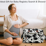 Tenot Diaper Bag Tote with Pacifier Case, Baby Bag for Women with Shoulder Straps, Travel Diaper Tote for for Mom and Dad Medium Size, Cow Print