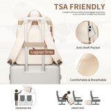 TENSTAR Laptop Backpack for Women, Computer Backpack Fit 16 Inch Notebook, Large Capacity College Backpack Bookbag Casual Daypack for Travel, Apricot