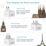 TESSAN All European UK Travel Plug Adapter Kit, International Detachable with 3 Outlet 3 USB Charger (1 USB C), Type C/G/E/F EU Ireland Power Adaptor, US to Europe Italy Spain France Greece