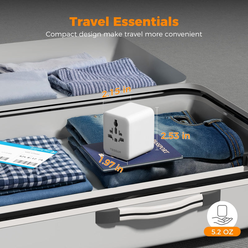 TESSAN Universal Travel Adapter, International Power Adapter with 2 USB C 2 USB A Ports, Travel Plug Adaptor Worldwide for US to Europe UK Italy Ireland Australia France Germany(Type C G A I)