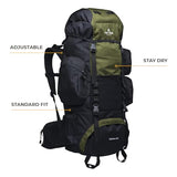 Teton 65L Explorer Internal Frame Backpack for Hiking, Camping, Backpacking, Rain Cover Included, Black