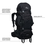 Teton 65L Scout Internal Frame Backpack for Hiking, Camping, Backpacking, Travel, Rain Cover Included, Buck Brown